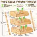 Golden Nature Fruit Basket - 3-Tier Bamboo Fruit & Vegetable Storage Organizer for Kitchen Counter - Lightweight & Easy Assembly - Countertop Stand Holder Bowl with Included Screws