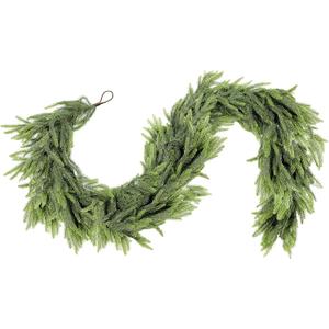 6ft Real Touch Norfolk Pine Garland Realistic Christmas Greenery Garland for Table Mantle Fireplace Indoor Outdoor Xmas Decor