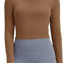 G4Free BareFeel Long Sleeve Workout Tops for Women Slim Athletic Gym Yoga Shirt Cropped Basic Tight Shirt (S)