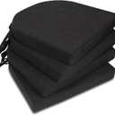 JONA SADO D-Shaped Chair Cushions, 2" Thick Dining Chair Pads Machine-Washable, Seat Cushions for Chair 16" x 16", Set of 4 (Black)