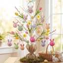 Leinuosen 24 Pcs Sequin Easter Tree Ornaments with Bunny Ear Easter Rabbit Tree Decorations Colorful Glitter Hanging Ball Ornaments for Home Indoor Birthday Party DIY Crafts(Mixed,Stylish)
