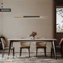 Modern LED Linear Pendant Light 52in Brushed Nickel Island Light Wood Hanging Light for Dining Room Kitchen Island Home Office