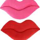 zhidiloveyou 2PCS 11" Lip Plush Small Decor Pillow Hug Toy Soft Lip Shaped Cushion (Pink+Red)