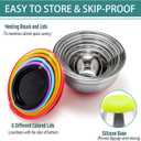P&P CHEF Mixing Bowls With Lids, Set of 6, Stainless Steel Nesting Mixing Bowls & Fitting Lids & Non-Slip Silicone Bottom, Ideal for Mixing, Storing, Size 0.7/1/1.5/2.5/3/4.6 Qt, Multicolor