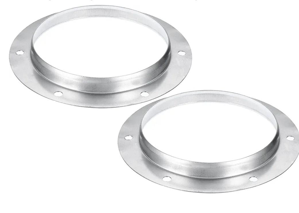 PATIKIL 6" Duct Connector Flange, 2 Pack Straight Pipe Exhaust Flange Stainless Steel Duct Mounting Plate for Heating Cooling Ventilation HVAC System