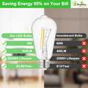 2 x Depuley LED Light Bulbs E26: Edison LED Filament Bulbs 6W Equivalent 60W - Vintage Chandelier Lights Bulb 5000K Daylight White - ST58 Clear Glass Bulb 360Omnidirectional Lighting 800LM 90+CRI 12 Pack