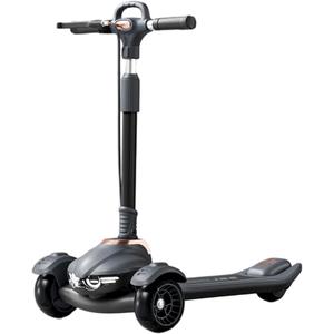 Large Kids Scooter, Toddler Scooter for Kids 3-18 & Adults, Safe Dual Brakes (Foot Brake/Hand Brake) & Bluetooth Music with Lights, 5-Level Adjustable & One-Click Folding Kick Scooter.