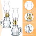 Yexiya 6 Set Vintage Glass Kerosene Lamp Rustic Oil Lamp Lantern Chamber Oil Clear Kerosene Hurricane with 6.6 ft Extra Wick for Indoor Use Lighting Decor Emergency (Trendy Style)