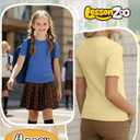 LessonZoo 4 Pack Girls Short Sleeve Tops Ribbed Cotton Lettuce Trim T Shirts Crew Neck Cute Basic Tees for Kids Teen 5-14Y(Blue, Pale Yellow, Pink, Peacock Green,13-14y)