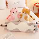 Long Cat Plush Pillow Soft Cat Hugging Pillow Stuffed Animal Pillow Cute Kitty Throw Pillow Gift for Boys Girls(90cm/35.43inch,Yellow