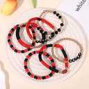 Game Day Bracelets for Women Football Bracelets Red Black Orange Heishi Clay Beaded Stretch Bracelets Stackable Sport Fan Bracelet Bangles Football Team Mom Accessories Outfits Jewelry