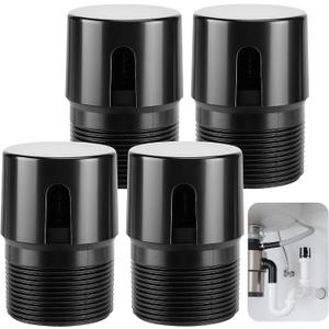 4 Pcs 1-1/2 Inch NPT ABS in Line Vent,Black Air Admittance Valve to Prevent Sewer Gas,RV Plumbing Valve Vent for Tubes Showers Sink Drainage System