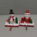 2 Pcs Christmas Stocking Holders for Mantle Resin Santa Snowman Mantle Stocking Hangers Set Weighted Non-Slip Fireplace Holders Xmas Hanging Hooks for Christmas Party Decoration