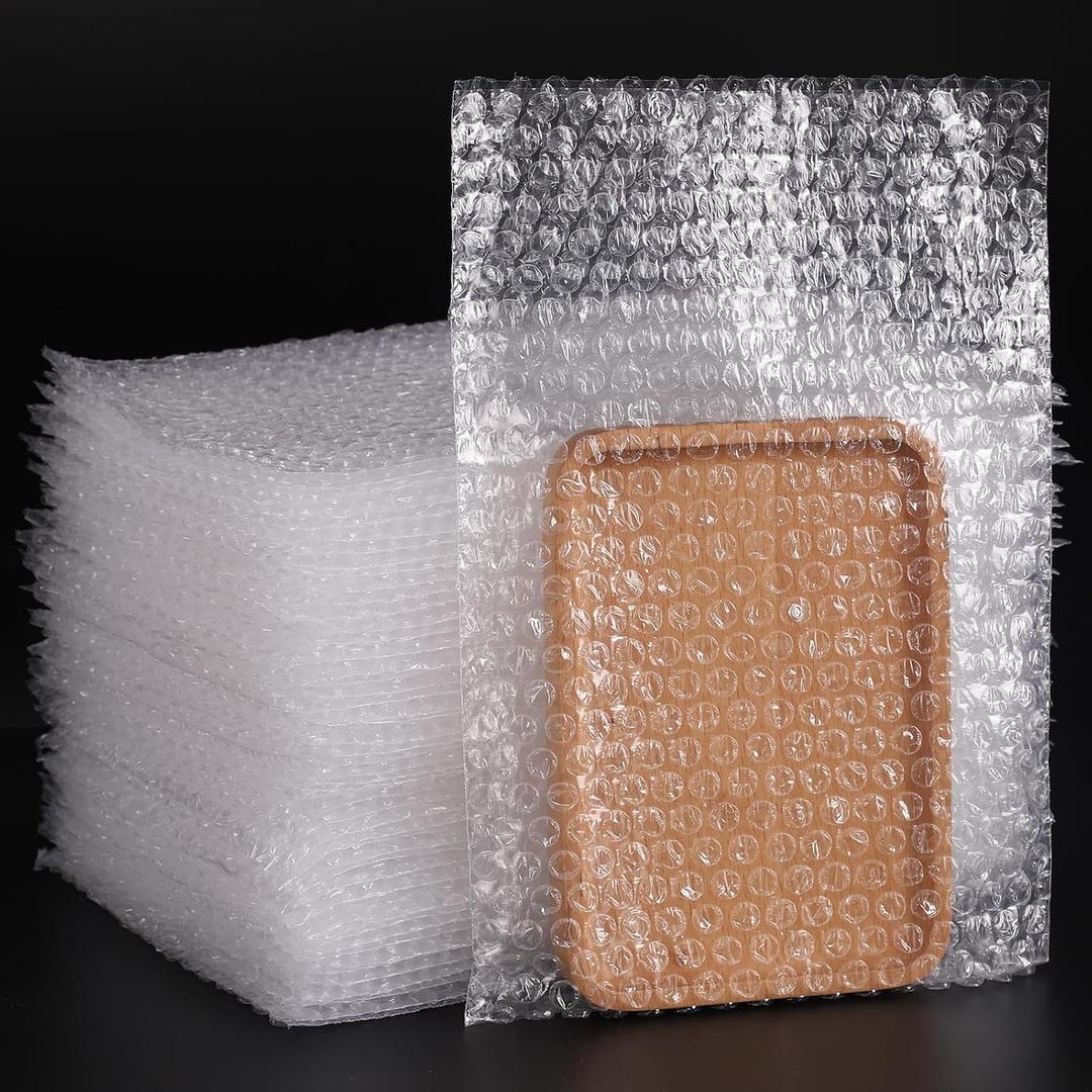 25Pcs Clear Bubble Out Bags, 8X12Inch Bubble Pouches Cushioning Packaging Bags for Moving and Storage, Shipping and Packing Supplies for Dishes Glasses Plates