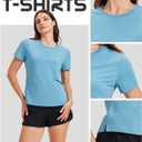 Yoga Women Short Sleeve T-Shirts UPF 30+ Sun Protection Quick Dry Athletic Running Workout Tops Ultra-Soft (XL)
