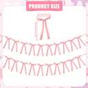 2pcs Pink Bow Garland Banners, Pre-Strung Ribbon Coquette Party Decorations for Birthday Bridal Shower Bachelorette Wedding & Baby Shower Decor