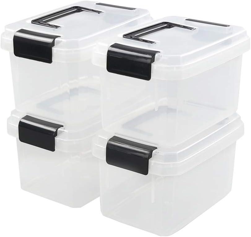 2 L Clear Mini Plastic Storage Box, Tiny Clear Storage Bin, 4-Pack