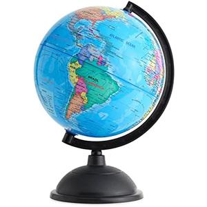 Rotating World Globe with Stand for Kids Learning, 8-inch Spinning Earth Globe for Classroom Geography Education