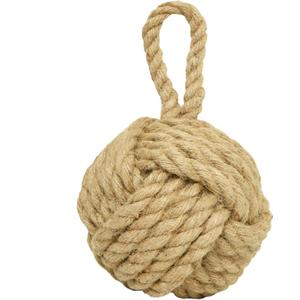 Decorative Door Stoppers Rope Knot Nautical Weighted Decorative Door Stop, Heavy Duty Doorstopper Cute Doorstop for Window Wedge, Bookend 5.9 inch (Natural Jute)