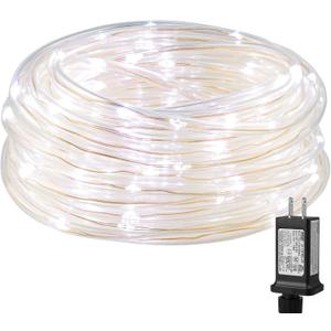 Lighting EVER Plug in Rope Lights with Small Tube, 1/4 in Pencil-Size, 100 LED Copper Wire String Lights in 33 ft Tube, Cool White 6000K, Thin Light Rope for Railing, Fence, Balcony, Not Connectable