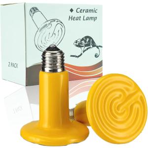 JZNCHP-Reptile Heat lamp-Ceramic Heat emitter-Bearded Dragon Tank Accessories 150W Yellow Infrared Bulb Emitter Lamp for Pet Heat lamp for Chickens(2-Pack)