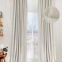100% Blackout Shield Linen Blackout Curtains for Bedroom 90 Inches Long, Back Tab/Rod Pocket Living Room Drapes, Thermal Insulated Blackout Curtains 2 Panels Set, 50" W x 90" L,Cream