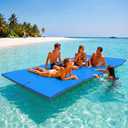 Outroad Floating Water Pad Mat, 3 Layers XPE Foam 9/12/18 Ft Lily Pad for Beach, Ocean, Lake, Roll-Up Floating Island for Water Recreation and Relaxing（Blue/Yellow）