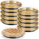 10 Pcs Disposable Pie Carrier with Clear Lid 12.4 Inch Round Pie Carrier Pies Holder with Lids for Cake Pizza Candy Salads Meal Prep, Gold