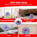 Spin Mop Replacement Heads Compatible with O Cedar RinseClean 2 Tank System, 6 Pack Mop Refills Microfiber Mop Replace Heads, Deep Cleaning for All Flooring, Machine Washable and Easy to Install