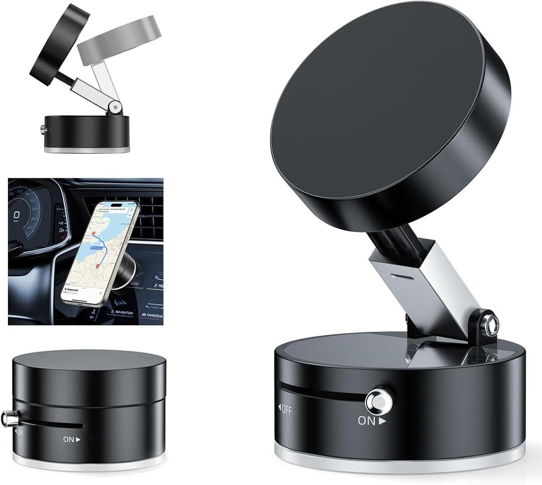 Vacuum Suction Magnetic Car Phone Holder Mount Fit All Phones,Adjustable Phone Holders for Your Car,Mechanical Lock No Need Charging,Metal Ring Stick Outside if Case Non-Magnetic (Black) Vacuum Suction Magnetic Car Phone Holder Mount Fit All Phones,Adjustable Phone Holders for Your Car,Mechanical Lock No Need Charging,Metal Ring Stick Outside if Case Non-Magnetic (Black)