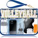 BuyCard Volleyball Gifts Makeup Bag with Chenille Letter Patch, Clear Cosmetic Pouch PVC Organizer Purse, Waterproof Travel Bag, Portable Toiletry Storage Bag for Her Friends