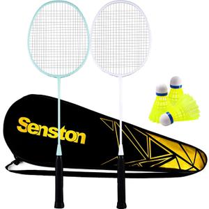 Senston Badminton Rackets Set of 4 – Lightweight Carbon Fiber Composite Racquets for Beginners, Family & Backyard Fun, with 6 Shuttlecocks, 4 Grips & Carry Bag