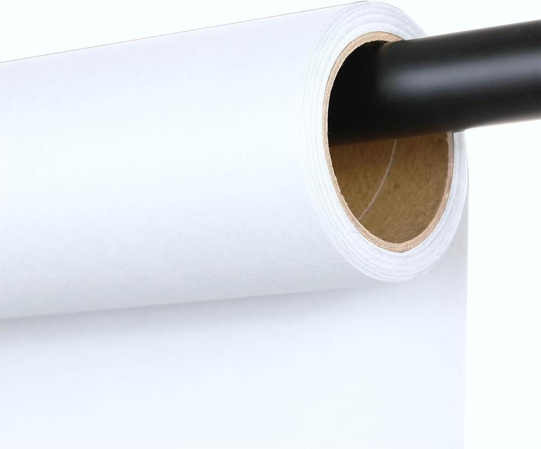 White Seamless Paper Backdrop, White Photo Backdrop 53" x16.4' | Heavyweight matte backdrop paper with non-reflective surface for portraits, product photos, videos and studio photograpy.
