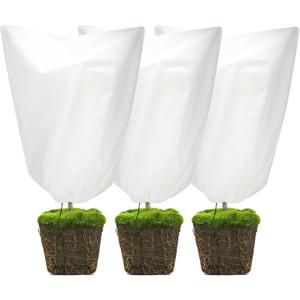 3 Packs Plant Covers Freeze Protection, 30" x 39.7" 2.25 ozFrost Cloth Plant Freeze Protection Tree Jacket Cover for Outdoor Plants Shrubs Potted, Garden Plant Winter Protection Bags with Drawstring