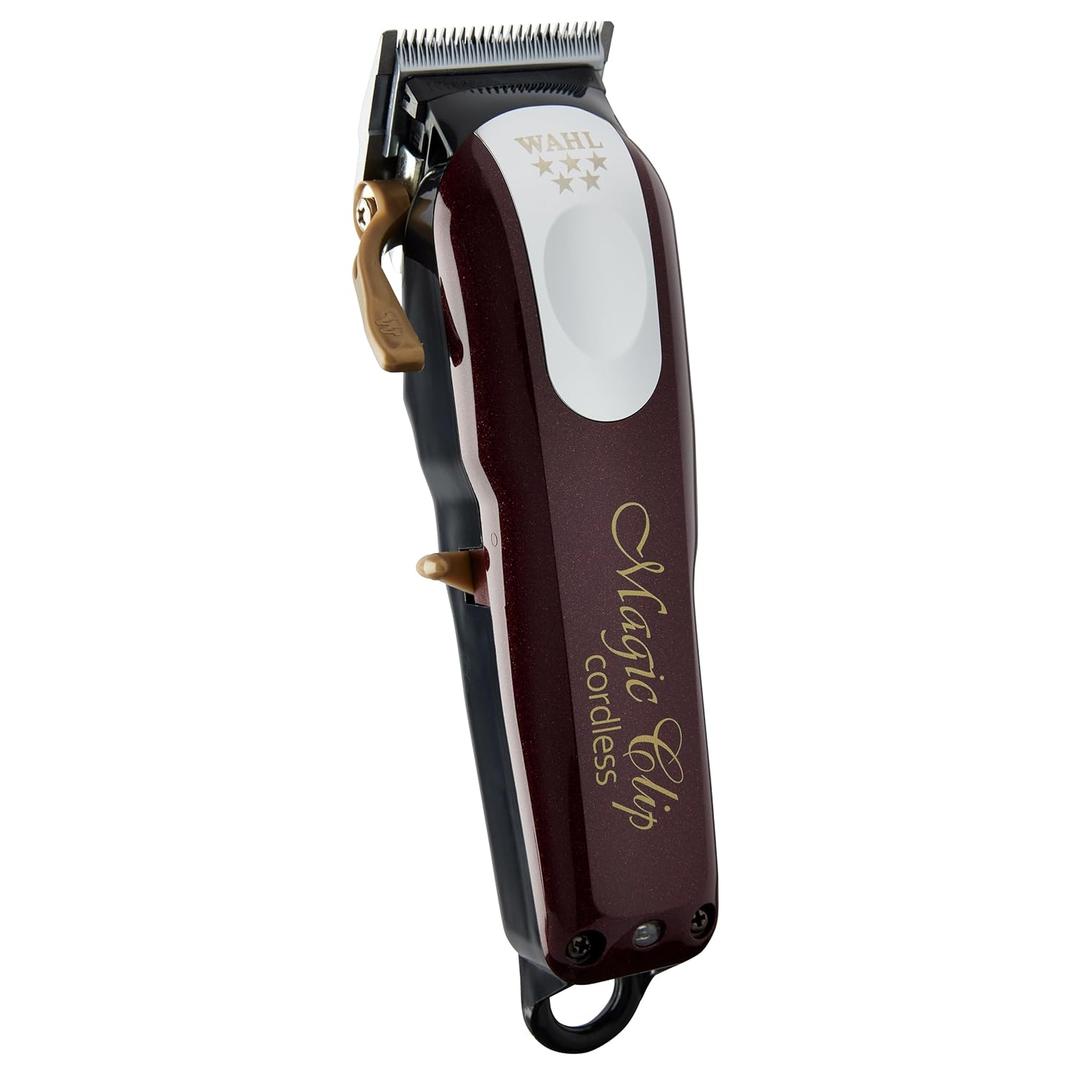 Wahl Professional 5 Star Magic Clip Cordless Clipper Stagger Tooth Blade Includes Attachments 100 Min Runtime 4 Colors (Burgundy)