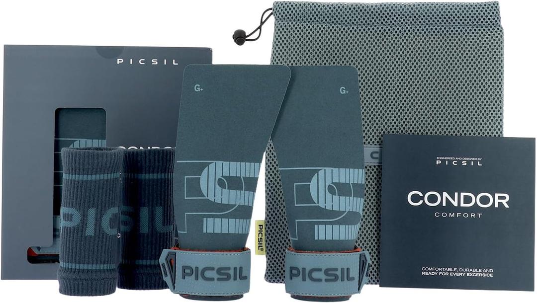 PICSIL - Condor Grips | Premium Hand Protection | Ideal for Cross Training, Gym & Calisthenics | Magnesium Enhanced Grip | Designed for Athletes of All Levels (Blue, M)