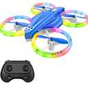 Drone for Kids and Beginner with Led Light, Small Indoor Rc Light Up Drone with 360 Flip, 2 Batteries, Kids Flying Toy Gift for Boy and Girl (Dark Blue)