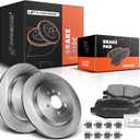 A-Premium 13.58 inch (345mm) Rear Vented Disc Brake Rotors + Ceramic Pads kit Compatible with Select Ford and Lincoln Models - Explorer Flex Taurus 2013-2019, MKS 2013-2016, MKT 2013-2019, 6-PC Set