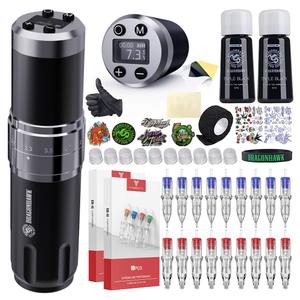 Dragonhawk Wireless Tattoo Gun Kit, Rotary Tattoo Machine Pen with 2 Batteries Power Supply, 20 Count Extra Smooth Needles Cartridges, Adjustable 7 Strokes Length for Beginners
