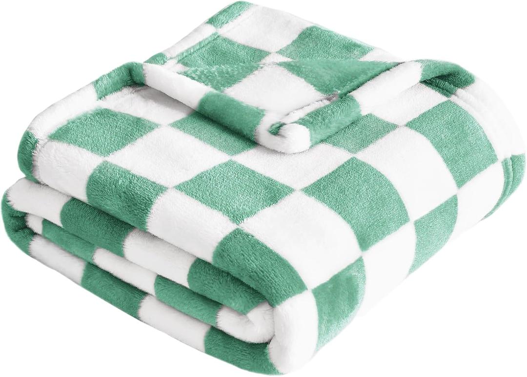 Yurhap Checkered Baby Blanket Fleece Baby Blankets for Boys, Ultra Soft Cozy Fluffy Infant Toddler Newborn Receiving Gifts for Crib Stroller, 30x40 Inch, Jade Green