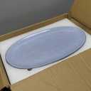 famiware Serving Platter, Oval 15.59/14.3/12.9inch Serving Dishes for Entertaining, Serving Bowls, Reactive Glaze, Stoneware Serving Trays for Party, Food, Turkey, Cheese, Ocean Series, Blue