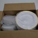 I00000 200 Pcs Gold Plastic Plates - Disposable Party Plates Include 100 Dinner Plate and 100 Elegant Dessert Plate Perfect for Party, Holiday, Wedding & Birthday