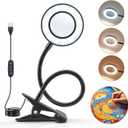 10X Lighted Magnifying Glass - 3 Colors & 10 Brightness Clip On Desk Lamp with Clamp Light - 1000 Lumen Hands Free Magnifier