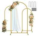 Hemmotop Metal Arch Backdrop Stand Set of 3, 6FT, 5FT, 4FT Party Arch Stands for Wedding, Birthday, Baby Shower, Bridal Shower - Balloon Arched Frame for Garden Decor, Gold Floral Arches, 3 Pieces