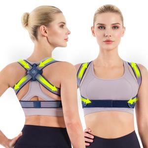 aoFIT Ultra-light Invisible Posture Corrector for Women, Adjustable Elastic Back Brace, Upper Back Support for Pain Relief, Rounded Shoulders & Hunchback, Discreet & Portable for Office, Study, Home (Medium) (Navy Blue)