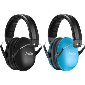 ProCase Noise Cancelling Headphones for Kids Toddler, SNR 27dB Noise Reduction Ear Muffs, Hearing Protection for Monster Jam, Concerts, Fireworks, Shooting, Air Show -2 Pack, Blue & Black