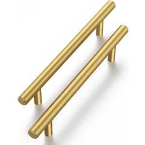 Haliwu 30 Pack Cabinet Handles Brass Gold Cabinet Pulls 4 Inch Hole Center Drawer Pulls Modern Bar Dresser Handles for Bathroom Kitchen Bedroom