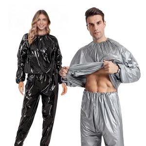 SMD35 Sauna Suit Plastic Sauna Suit Women Men, Weight Loss Exercise Slimming Gym Fitness Workout Anti-Rip Silver Sweat Suit, PVC Sweating Suit for Weight Loss Black XXL, 1-Piece