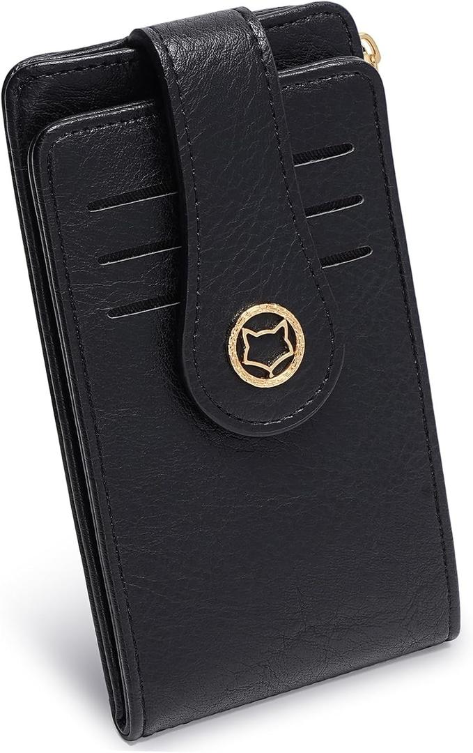 FOXLOVER Women's RFID Slim Card Holder Wallet: Thin Bifold with Multi-Card Case & Zipper Coin Pocket Purse(Black)