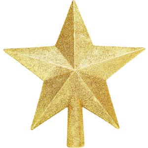 Glitter Christmas Star Tree Topper for Holiday Decorations, Christmas Tree Decoration for Holiday Ornament and Home Decor, Shatterproof Tree Toppers for Party Indoor  Outdoor-Gold 10 inch